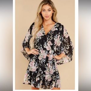 Entro floral mini dress with pleated sleeves